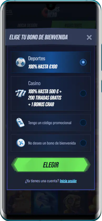 Bonificaciones al registrarse en la aplicación móvil del casino VegasHero
